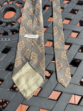 Vintage Giorgio Armani Cravatte Tie Patterned Brown Beige Red Italy Paisley 4”
